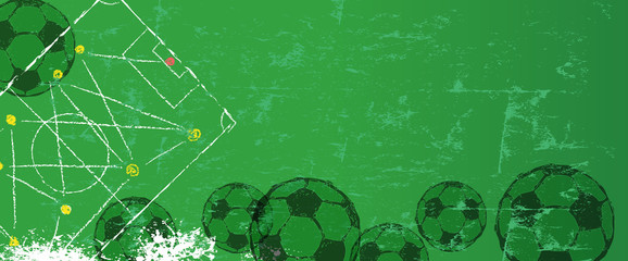 Soccer or Football grunge style illustration, design template, free copy space, vector
