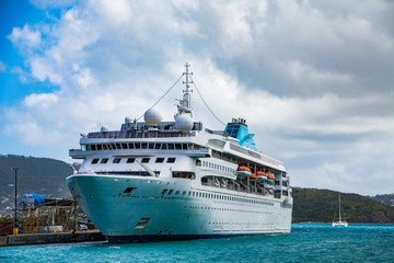 Fototapeta premium Small Cruise Ship Docked in St Thomas