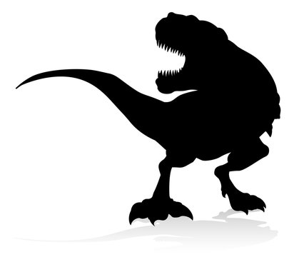black t-rex silhouette roaring clip art preview