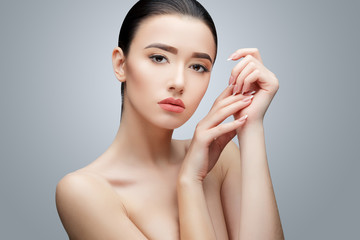 Brunette asian girl with long straight hair