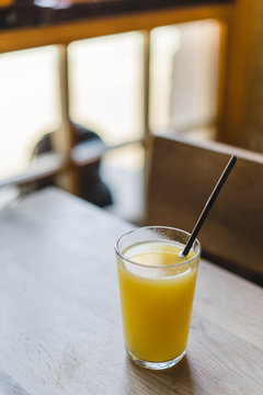 Glass of fresh orange juice.