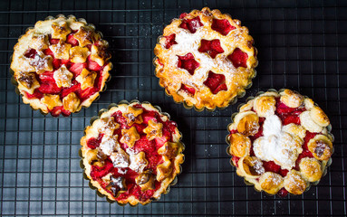 Strawberry sweet pie, pastry dessert