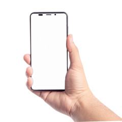 Male hand holding smartphone