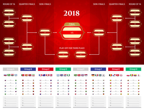 Football/soccer Match schedule vector illustration. Tableau des Matches - RUSSIE 2018