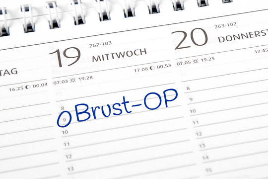 Eintrag im Kalender: Brust-OP