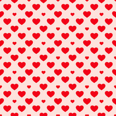 Hearts seamless pattern. Valentines day background. Red and pink love pattern
