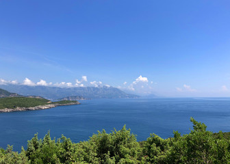 Naklejka na ściany i meble Turquoise sea water on the Ploce beach, Montenegro