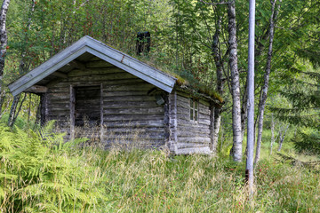 Old timber cabin in Tosbotn Northern Norway