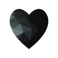 Black heart icon for your amazing design. Creative Shape of heart for Valentine day with overlay polygonal texture. Triangular brith heart.