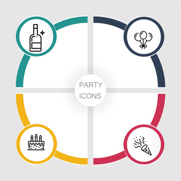 Birthday and party infographic with icon 4 step, for presentation,data diagram,Vector illustration.