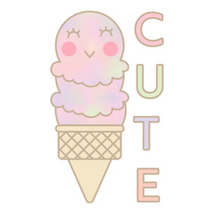 Cute ice cream cone 3 layers decorated with text 