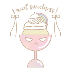 Cute ice cream cup decorated with text 