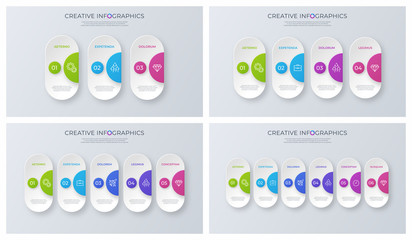 Set of contemporary minimalist vector infographic designs.
