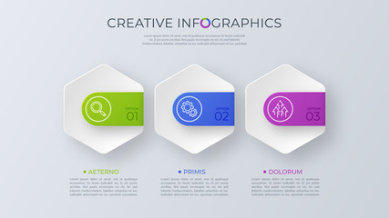 Contemporary minimalist vector infographic design with three opt
