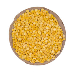 Split Chickpea Also Know as Chana Dal, Yellow Chana Split Peas, Dried Chickpea Lentils or Toor Dal isolated on white Background