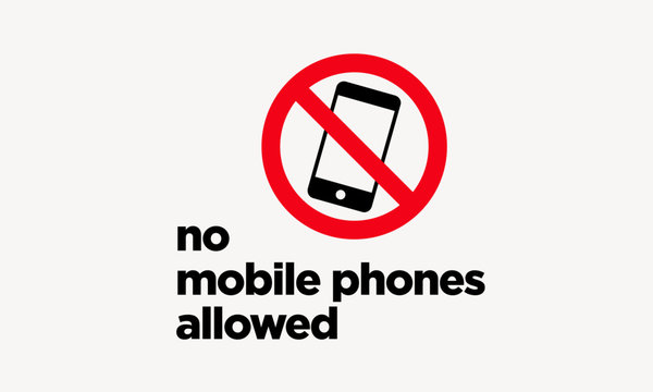 No Mobile Phones Allowed Sticker Sign in Flat Modern Style Design