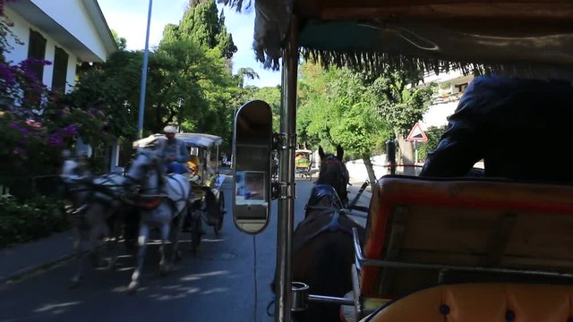Riding in horse-drawn carriage on streets of Prince Islands in Istanbul