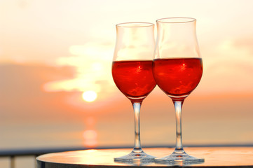 赤ワイン夕日