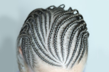 afro-locks thick braids with kanekalon close-up, background, hair texture, girl head