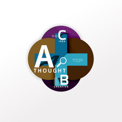 Geometric infographic banner, paper info diagram created with color shapes