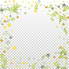 Obraz na płótnie Canvas Floral Spring and Summer Vector Wallpaper with Flowers, Leaves, Butterflies, Green Branches. Easter, Mother's Day, 8 March, Birthday, Wedding Background for Banners, Cards, Posters, Invitations.