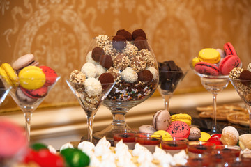 sweet banquet table with different sweets