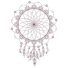Line art of dreamcatcher designed for coloring