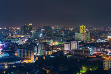 Fototapeta na wymiar Pattay cityscape view at night, Thailand