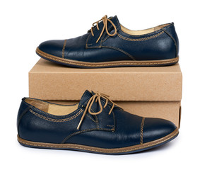 Female classic leather formal shoes with box isolated on white background