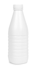 White plastic milk bottle isolated on white background
