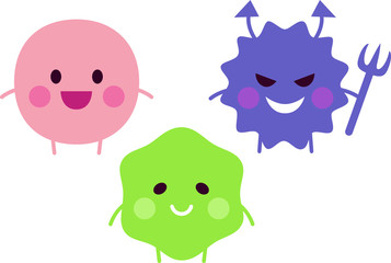 腸内細菌（善玉菌・悪玉菌・日和見菌）のイラスト