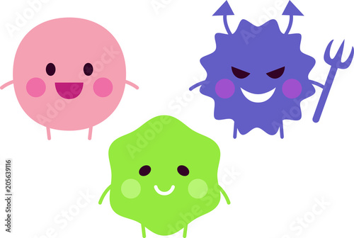 Leinwandbilder 腸内細菌 善玉菌 悪玉菌 日和見菌 のイラスト Okada