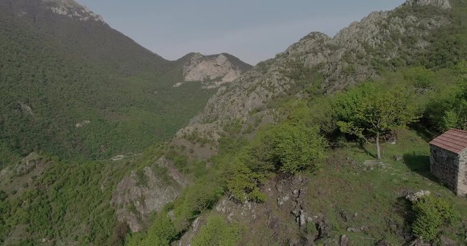 Nagorno-Karabakh, Monastery Dadivank, fly in, summit chapel, - D_CC