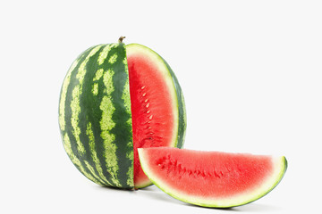 Sliced ripe watermelon on white background. Closeup of watermelon