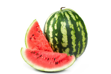 Sliced ripe watermelon on white background. Closeup of watermelon