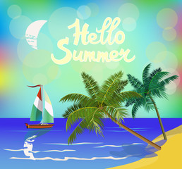 Vector Banner Summer vacation and travel design