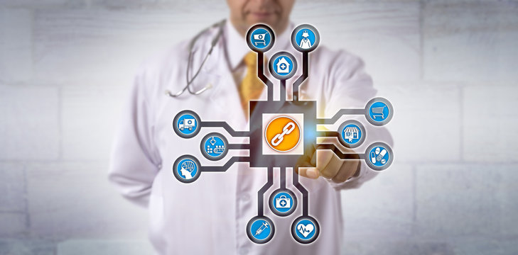Doctor Activating Blockchain App In Cyberspace