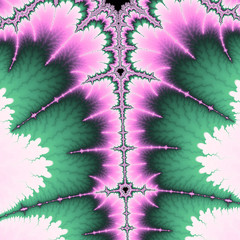 Pink and green fractal mandelbrot pattern, digital artwork for creative graphic design