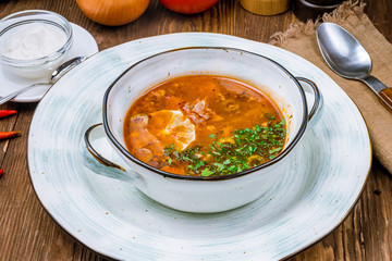 Meat Solyanka soup