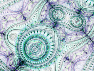 Green and violet clockwork texture, digital artwork for creative graphic design