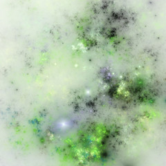 Fototapeta na wymiar Light green fractal nebula, digital artwork for creative graphic design