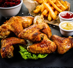 Kentucky wings with French fries