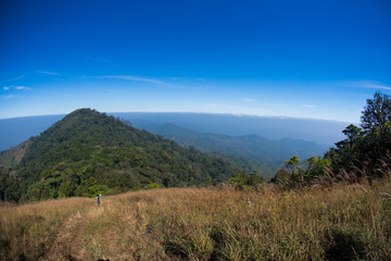 mountain landscape national park with trekking route walking trail to the peak beautiful view