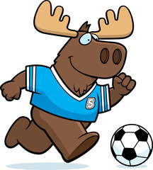 Cartoon Moose Soccer