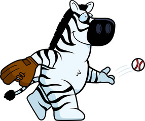 Cartoon Zebra Baseball