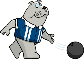 Cartoon Bulldog Bowling