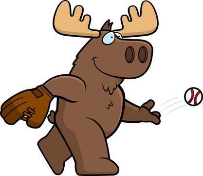 Cartoon Moose Baseball