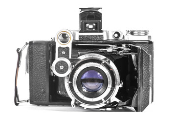 Antique camera with an accordion lens
