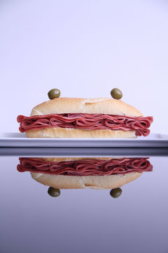 Sandwich, mortadella, bologna, bread, S&atilde;o Paulo, Brazil.