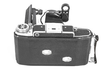 Antique camera with an accordion lens